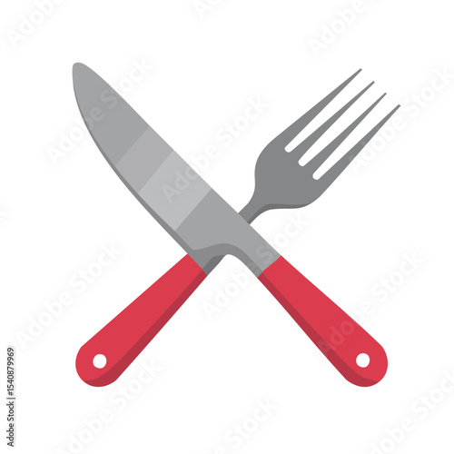 Crossed Knife and Fork Cutlery Utensils on a Black Background for a Dining Restaurant Food Concept