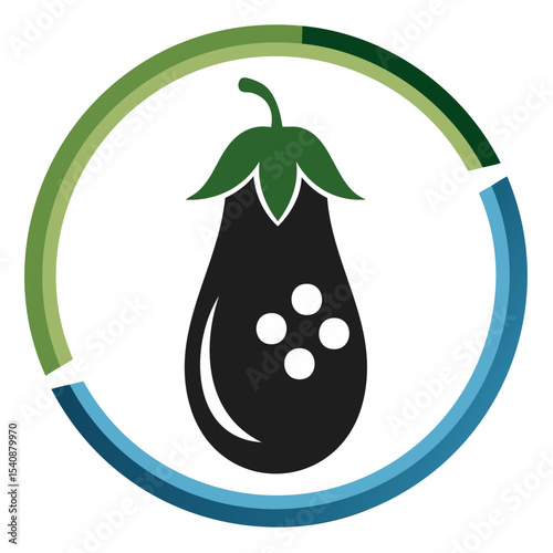 Eggplant icon with progress loading circle indicator for vegetables nutrition and progress bar app design