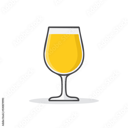 Isolated Cartoon Wineglass Filled with Pale Yellow Liquid against a Black Background