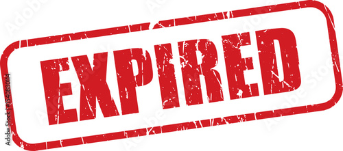 Red Expired Rubber Stamp in Grunge Vector in Modern Round Border, Transparent Background, Svg, Png