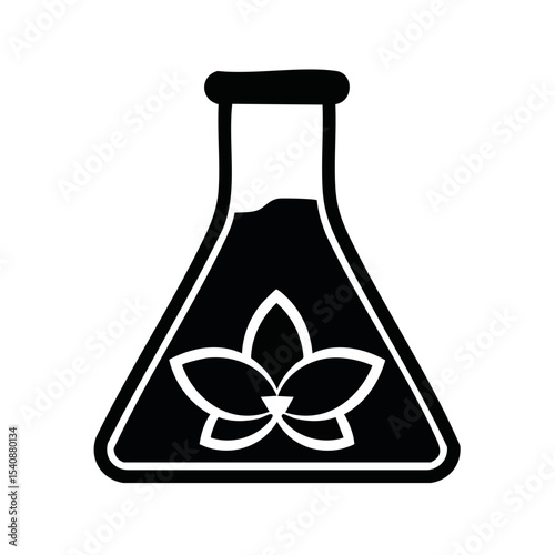 Herbal medicine in laboratory flask alternative remedy organic health treatment research icon chemistry natural extract ingredient experiment science