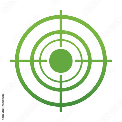 Green target symbol with concentric circles, focus, aiming and precision concept