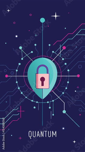 Abstract quantum encryption background with light particles representing digital security concepts