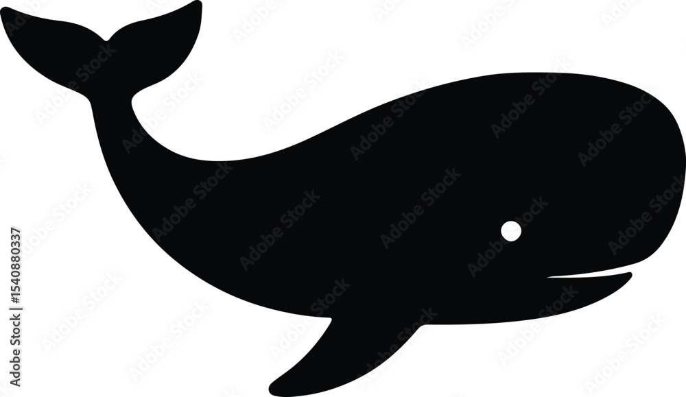 Fototapeta premium Silhouette whale cute black cartoon sea animal vector illustration