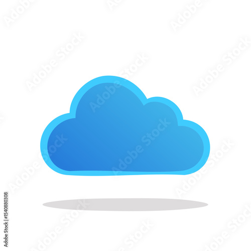 Blue Cloud Icon Symbol floating in the sky. Design element for cloud storage or computing concepts. Weather graphic illustration on black background.