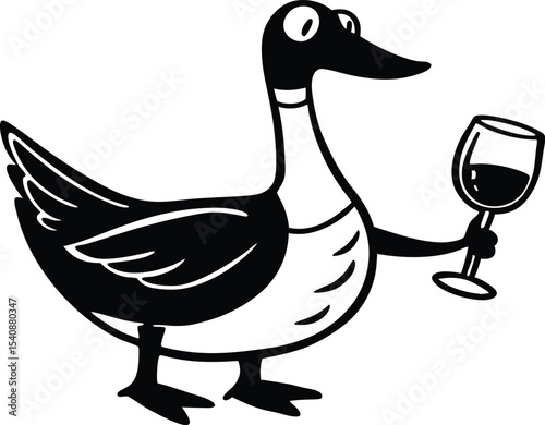 Cute cartoon goose illustration white with orange feet and beak