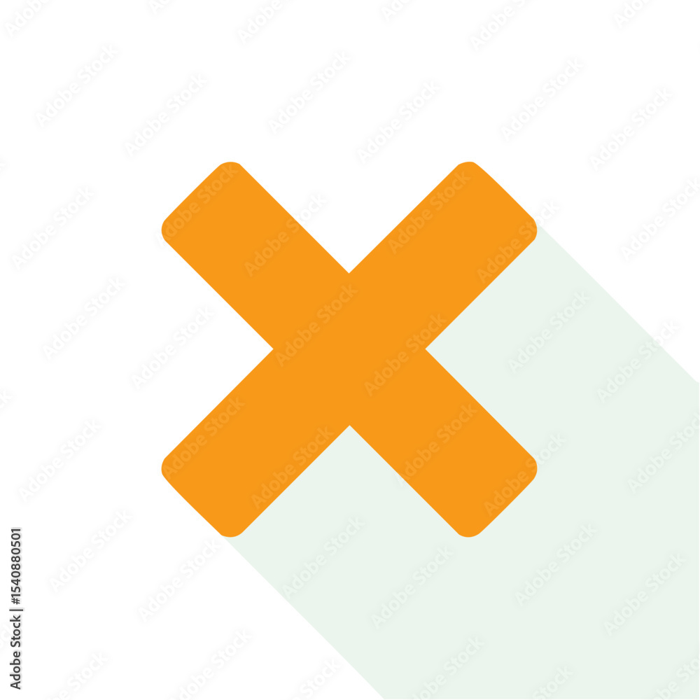 Obraz premium Orange X Symbol Illustration with Long Shadow on Black and White Background