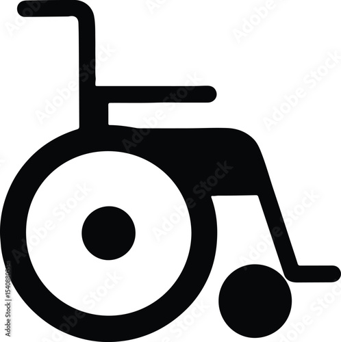 Silhouette wheelchair sign icon black and white vector illustration