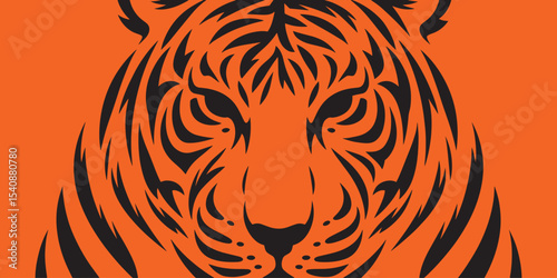 Pattern tiger stripes. Animal skin. Black and orange texture.