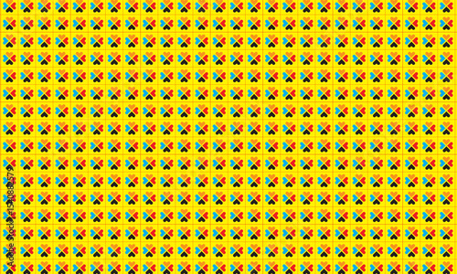 Abstract background design with yellow lines and colorful dotted pattern vector illustration