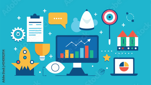 Colorful business and data visualization illustration suitable for marketing and design projects