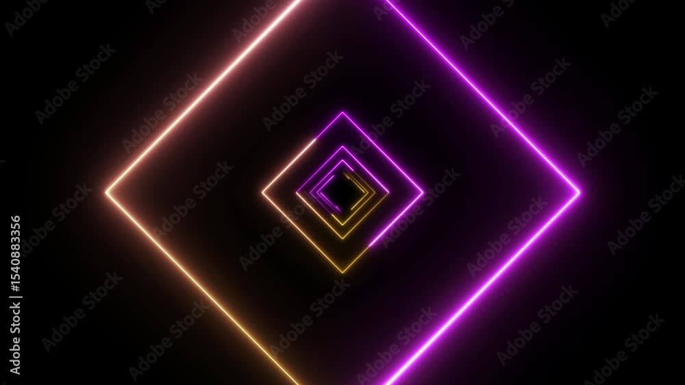 Neon tunnel glowing rhombus tunnel background.
futuristic neon tunnel lighting lines. neon wave