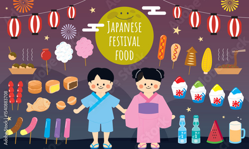 夏祭りのイラストセット