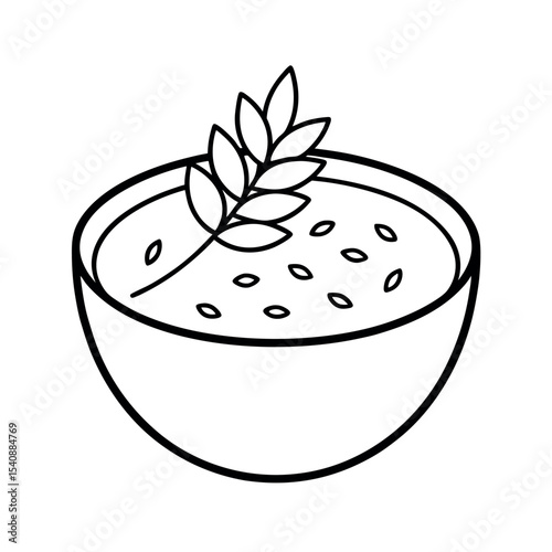 Healthy Oatmeal Minimal Line Drawing