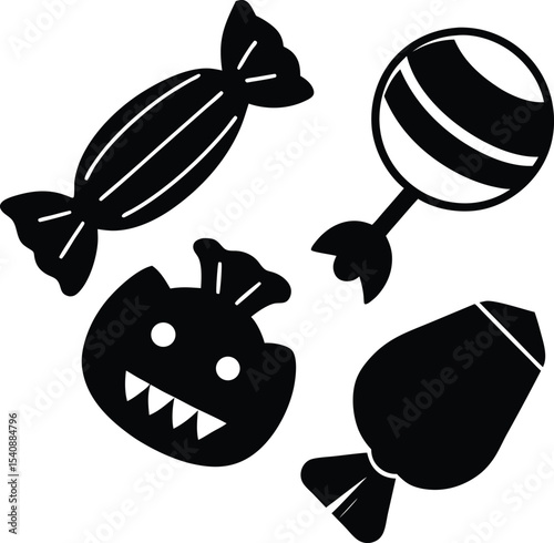 Black Candy Icons Halloween Design

