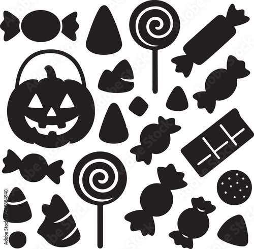 Creepy Candy Icons – Halloween Illustration
