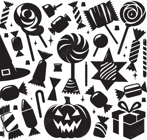 Halloween Lollipop and Treat Silhouettes
