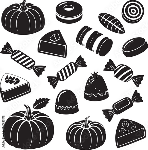 Halloween Dessert Icon Vector Silhouettes
