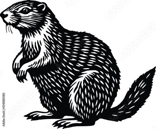Majestic prairie dog standing upright detailed vector illustration