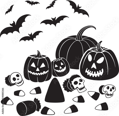 Halloween Candy Silhouettes Vector Set
