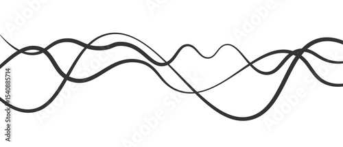 Abstract thin wave lines flowing smoothly across a soft gray background, minimalist design.
