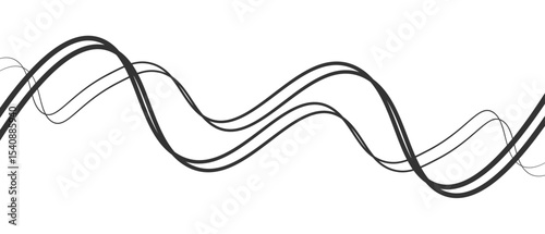Abstract thin wave lines flowing smoothly across a soft white background, minimalist design.