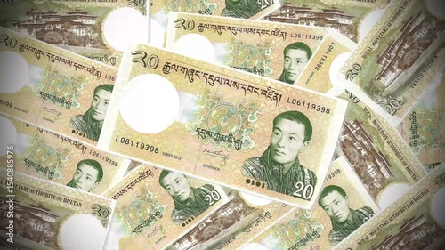 Bhutanese Currency Twenty Ngultrum Banknote Animation
