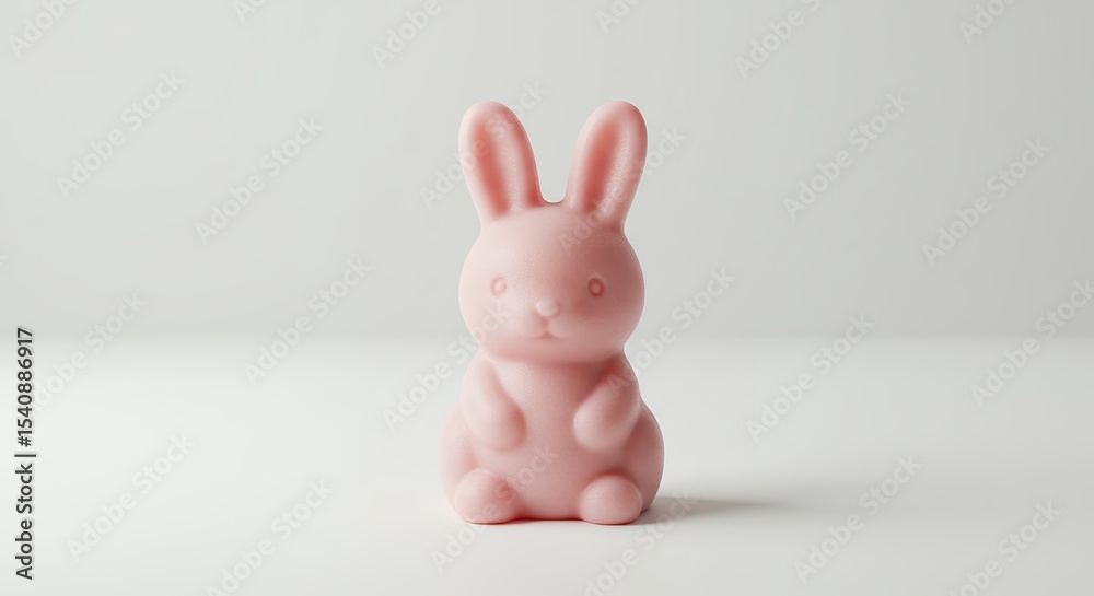 Obraz premium Pink rabbit figurine against white background
