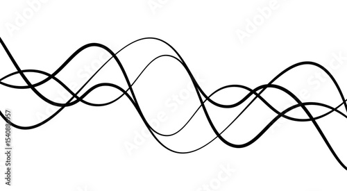Abstract thin wave lines flowing smoothly across a soft white background, minimalist design.