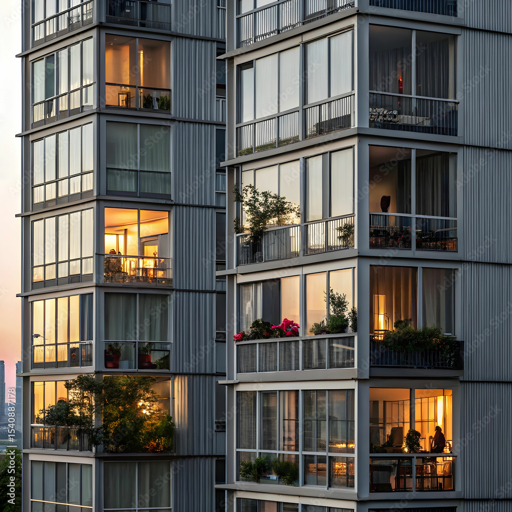 Fototapeta premium elements of highrise buildings sheathed with metal