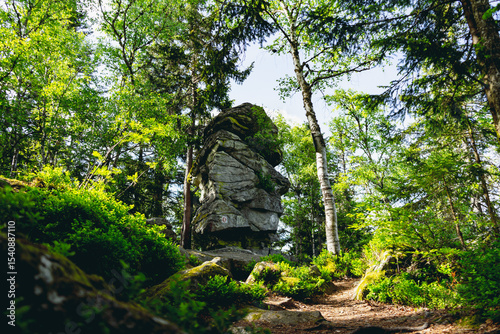 Some Rock Formations on Hiking Tour to the Devils table in the bavarian Forests in Germany