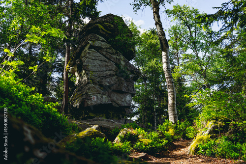 Some Rock Formations on Hiking Tour to the Devils table in the bavarian Forests in Germany