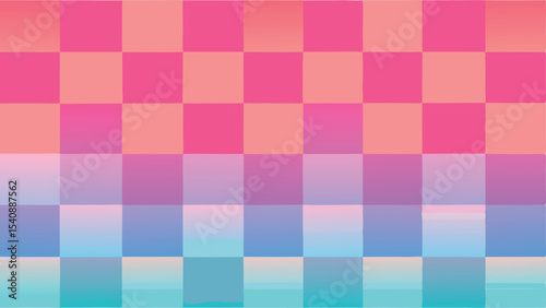 Colorful gradient checkered background in pink purple and blue with transparency