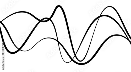Abstract thin wave lines flowing smoothly across a soft white background, minimalist design.