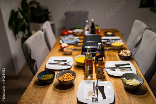 Dining Table prepared for Raclette Meal with Friends
