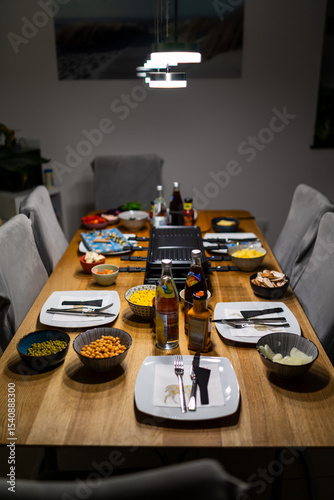 Dining Table prepared for Raclette Meal with Friends