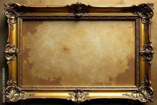 Antique gold leaf frame, golden section, vintage patina, vintage frame, vintage background, classic style
