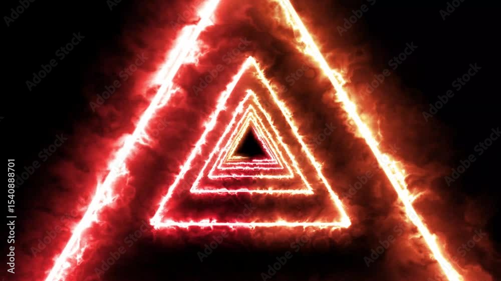 Neon tunnel glowing triangle tunnel background.
futuristic neon tunnel lighting lines. neon wave