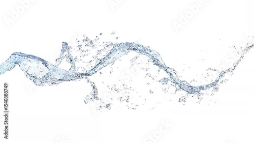 Spiraling water flow on clear white background - 4K Pro Res with mask pass, 60 fps