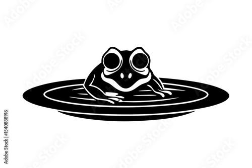  Frog Skull on Lily Pad with Water Ripple Circle