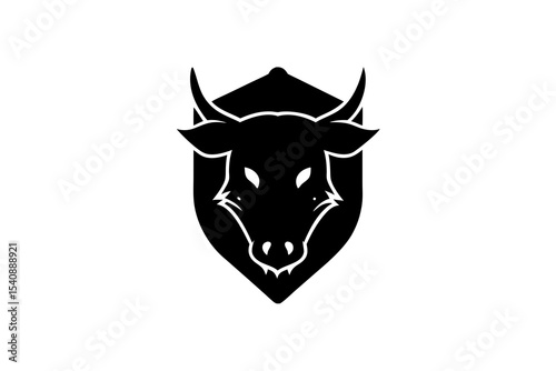 Boar Skull with Tusks and Vintage Forest Hunting Badge on White Background – Hunter Trophy Decor