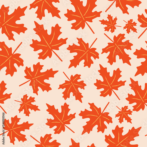 Autumn seamless background with maple leaves. Autumn pattern for fabric, packaging, cover.