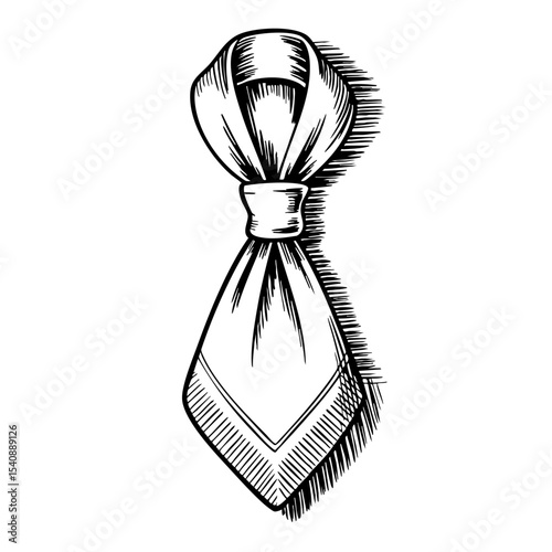 Vintage ink sketch of a necktie with detailed shading  