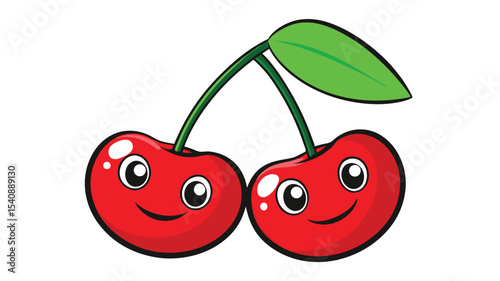 Adorable Cartoon Cherries A Delightful Pair of Smiling Fruits
