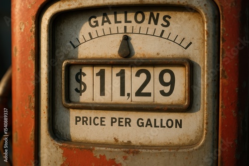 Wallpaper Mural Close-up of a vintage gas pump displaying a price of $1.29, capturing the essence of nostalgia and a bygone era with its weathered appearance and classic design. Torontodigital.ca