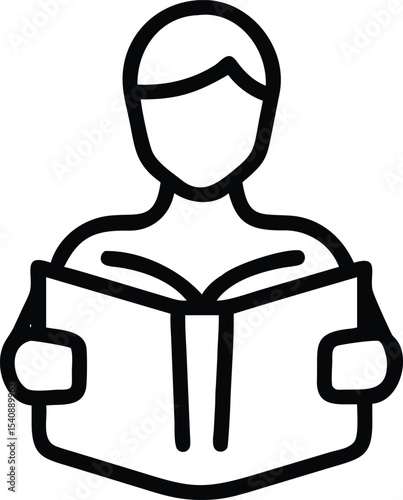 Person engrossed in reading a book, studying, learning, knowledge Icon