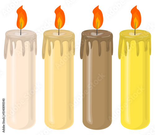 Set of burning candles vector illustration concept