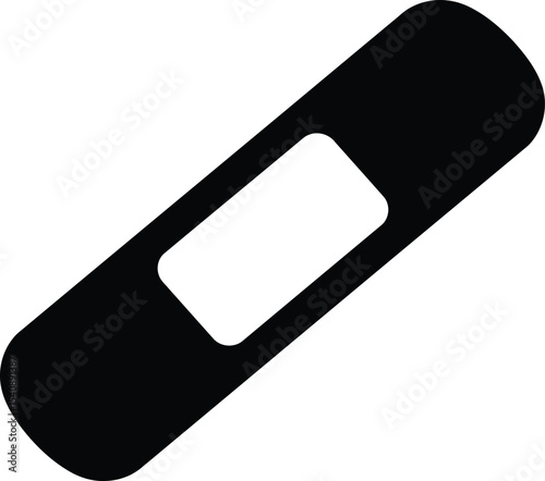 Simple black and white bandage icon representing first aid medical healthcare and injury treatment
