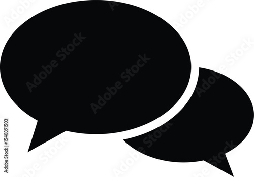 Simple vector illustration of two speech bubbles for communicating or interacting in a modern flat design style suitable for diverse applications.