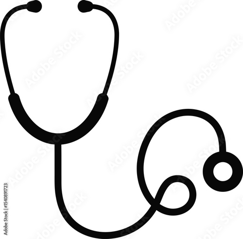 Modern black and white medical stethoscope vector illustration isolated on a white background suitable for healthcare designs and medical symbols